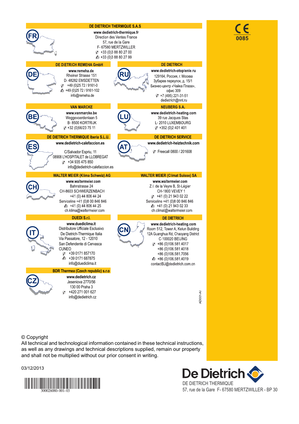 DE DIETRICH MODULENS AGC 15, AGC 25, AGC 35 User Manual | Page 44 / 44