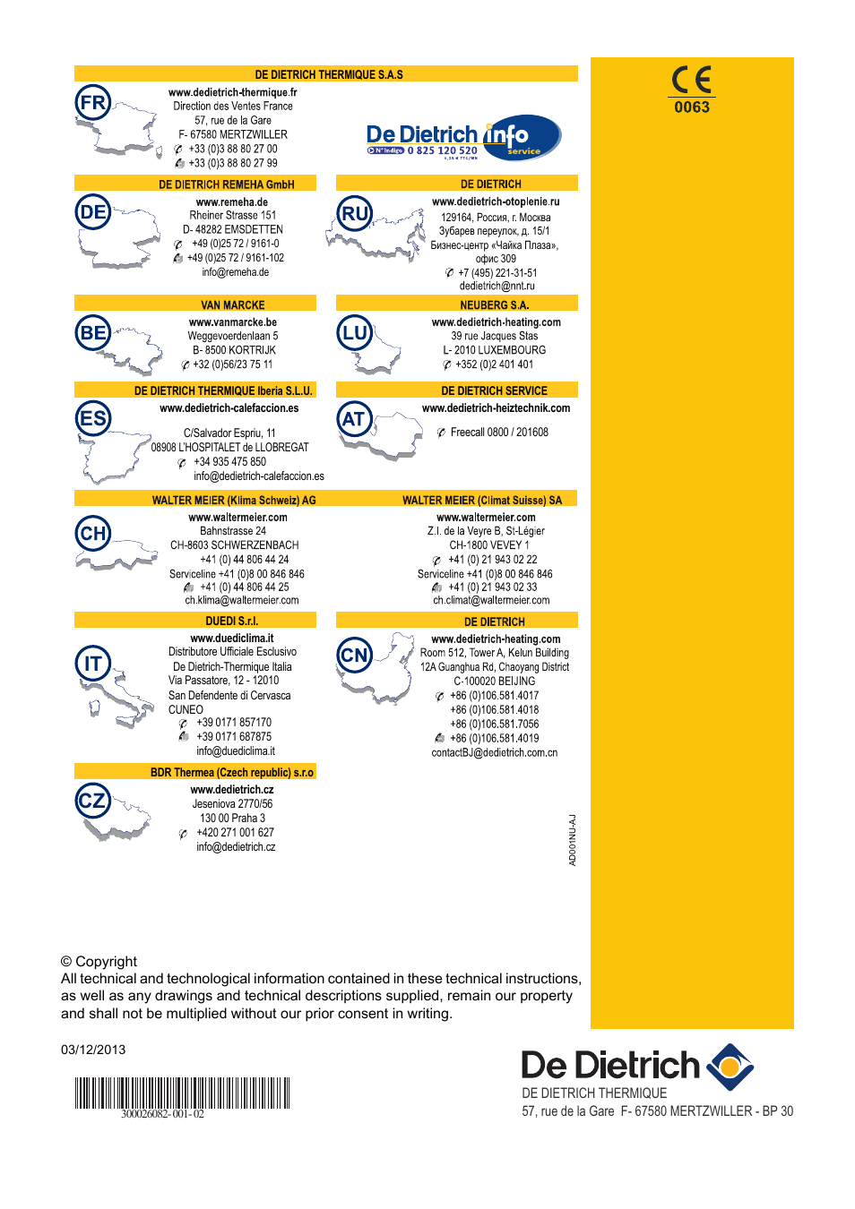 DE DIETRICH TWINEO EGC 25 User Manual | Page 32 / 32