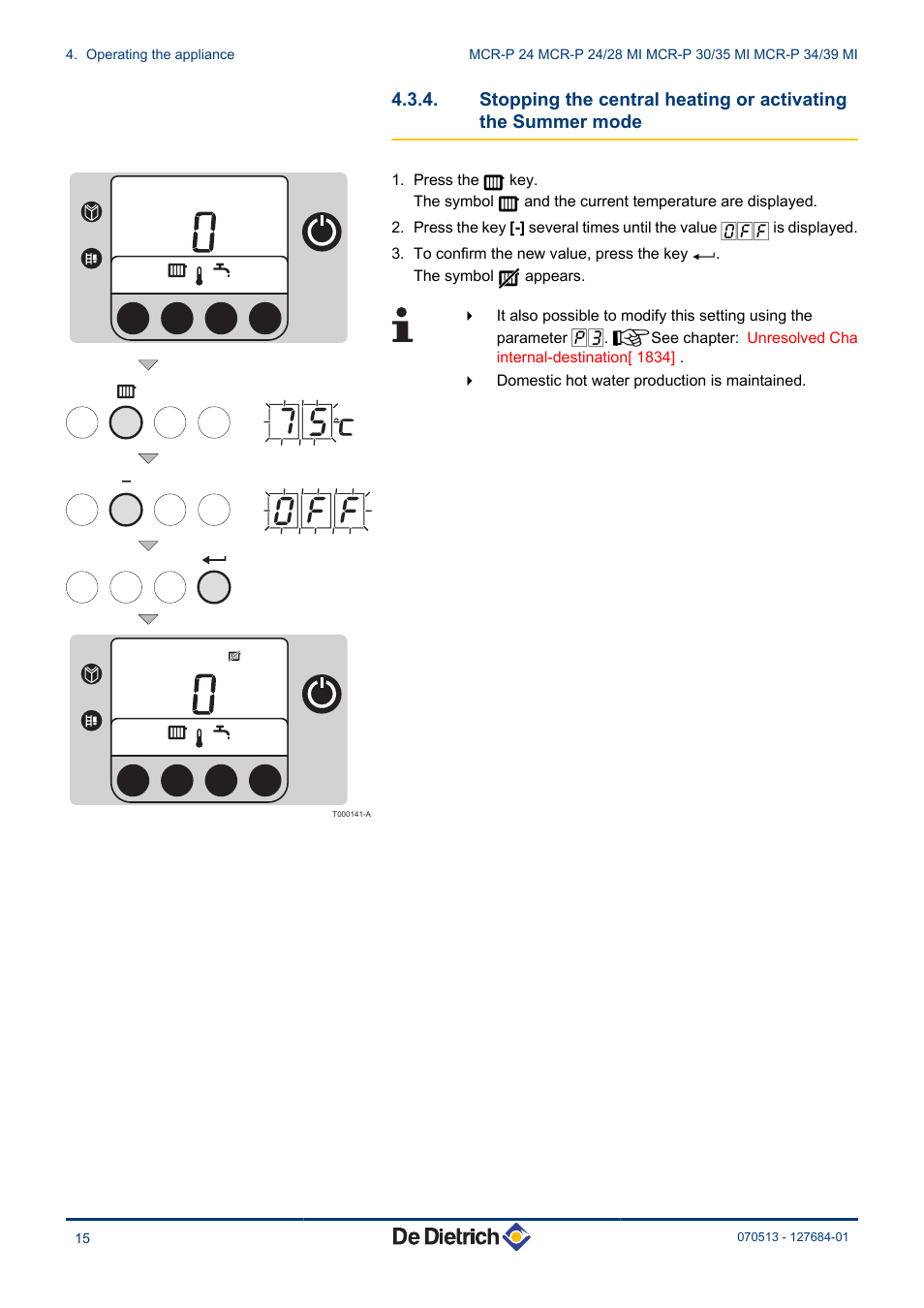 Mode | DE DIETRICH VIVADENS MCR-P 24, MCR-P .._.. MI User Manual | Page 16 / 36