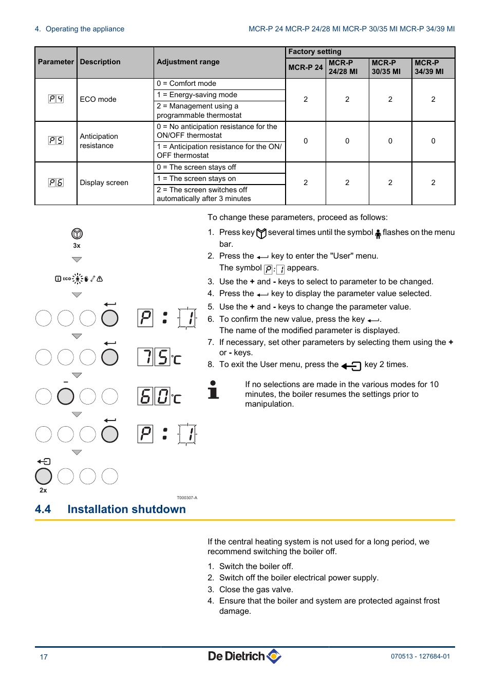 Installation shutdown, 4 installation shutdown | DE DIETRICH VIVADENS MCR-P 24, MCR-P .._.. MI User Manual | Page 18 / 36