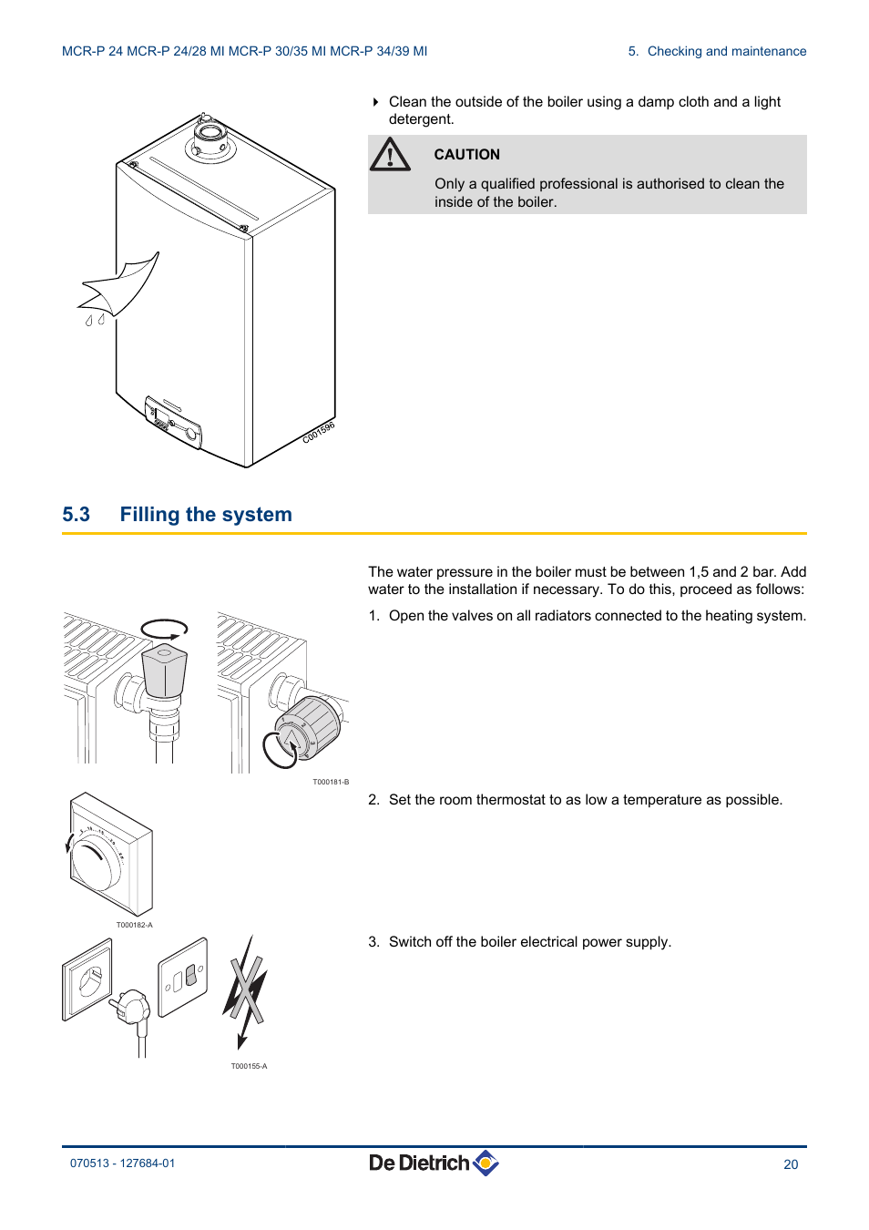 Filling the system, 3 filling the system | DE DIETRICH VIVADENS MCR-P 24, MCR-P .._.. MI User Manual | Page 21 / 36