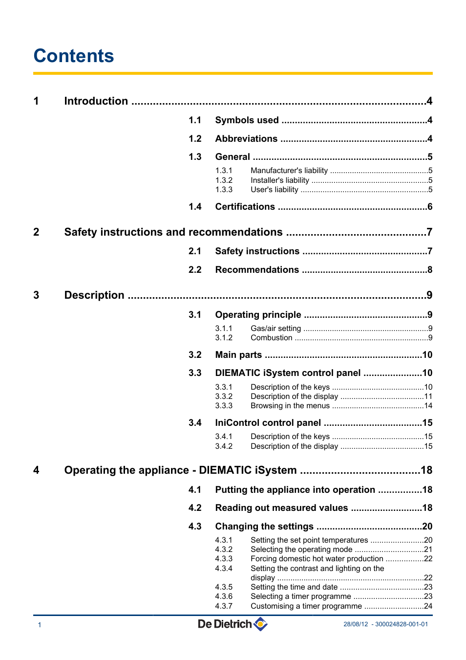 DE DIETRICH INNOVENS PRO MCA 45 - 65 - 90 - 115 User Manual | Page 2 / 56