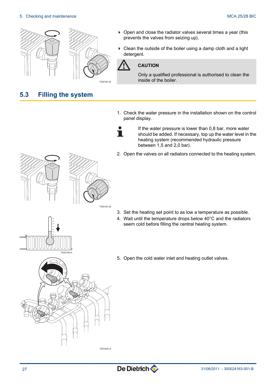 Filling the system, 3 filling the system | DE DIETRICH INNOVENS MCA 25_28 BIC User Manual | Page 28 / 44