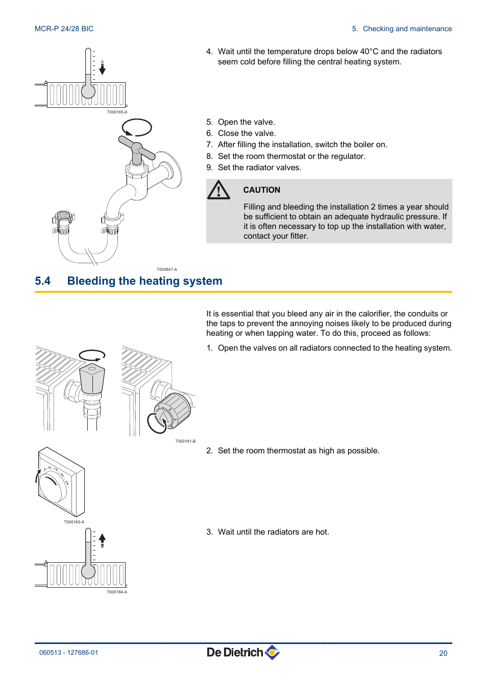 Bleeding the heating system, 4 bleeding the heating system | DE DIETRICH VIVADENS MCR-P 24_28 BIC User Manual | Page 21 / 36