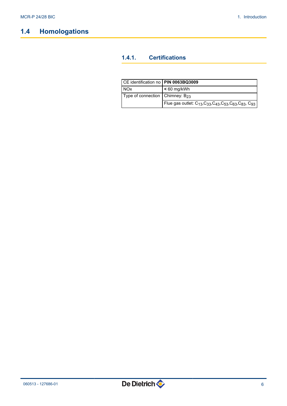 Homologations, Certifications, 4 homologations | DE DIETRICH VIVADENS MCR-P 24_28 BIC User Manual | Page 7 / 36