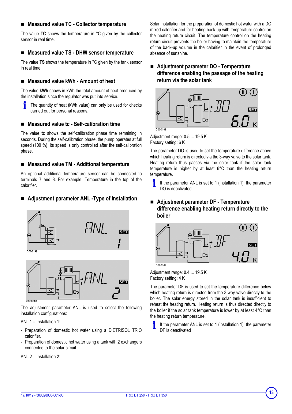 DE DIETRICH DIETRISOL TRIO DT 250 - TRIO DT 350 User Manual | Page 13 / 24