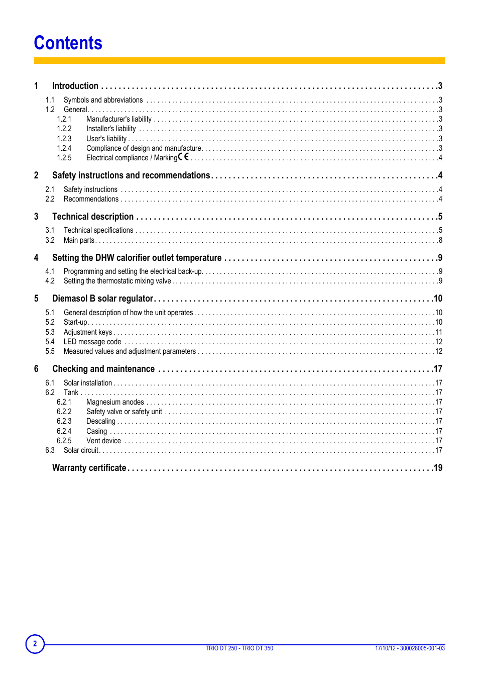 DE DIETRICH DIETRISOL TRIO DT 250 - TRIO DT 350 User Manual | Page 2 / 24