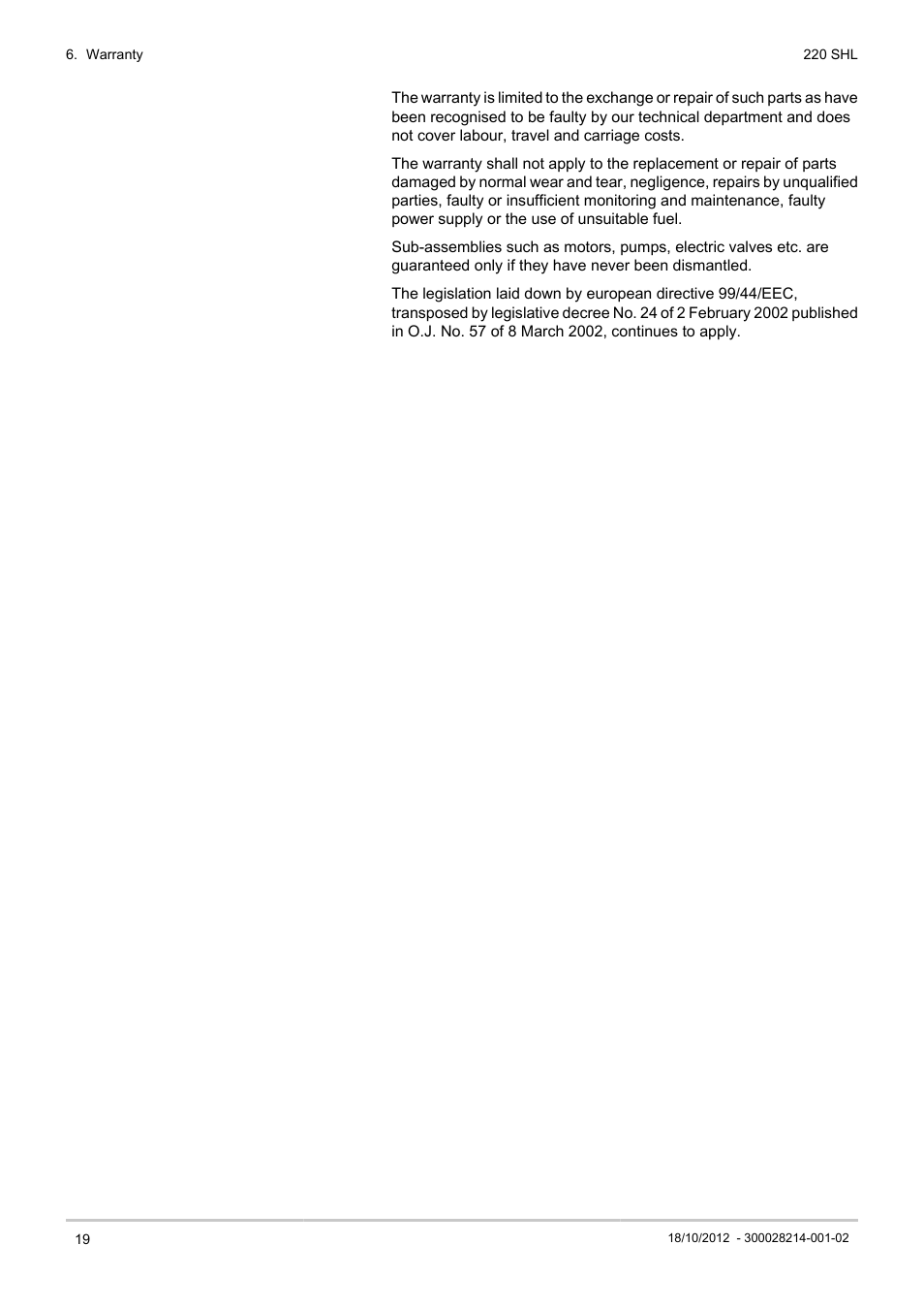 DE DIETRICH 220 SHL User Manual | Page 20 / 24