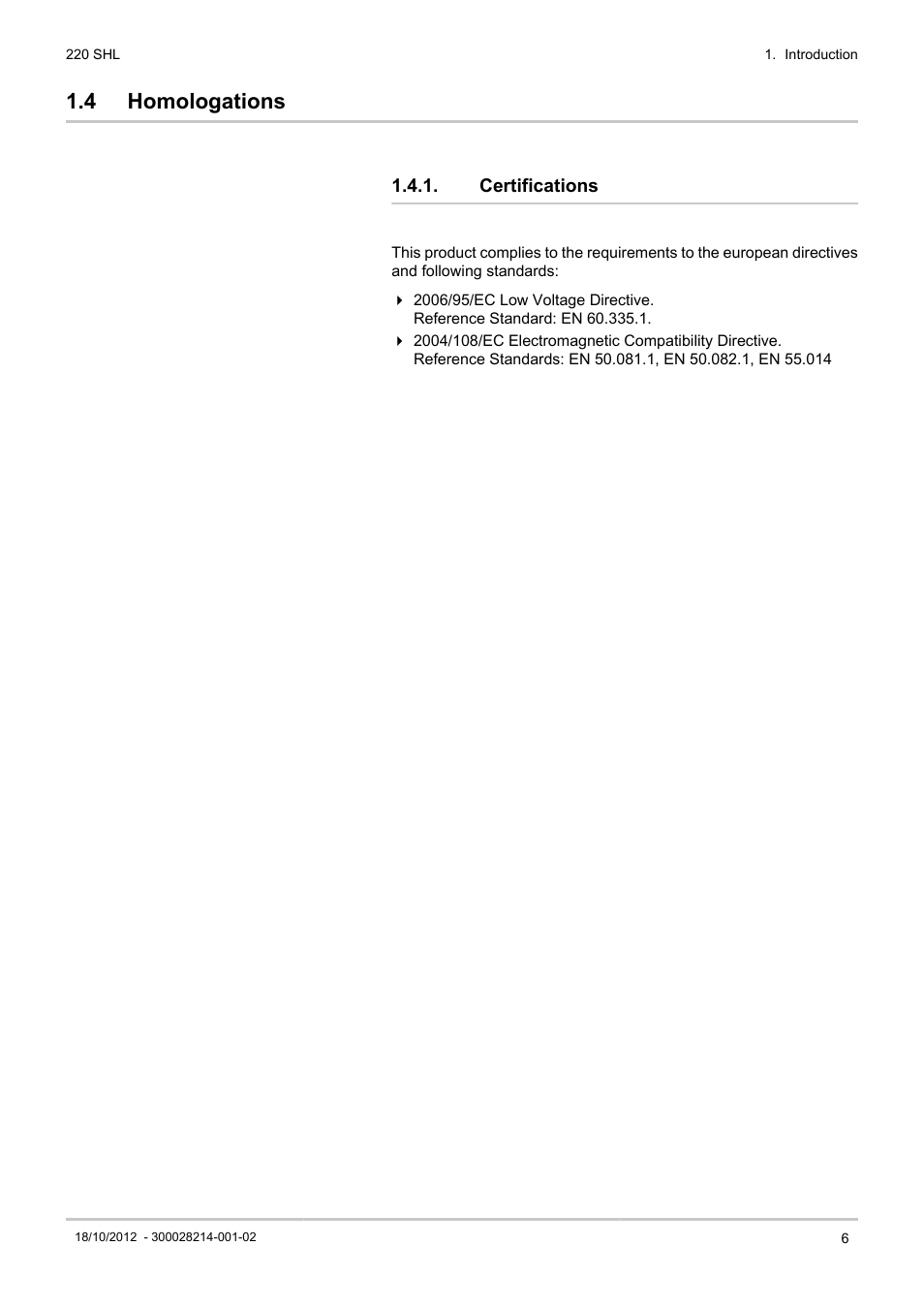 Homologations, Certifications, 4 homologations | DE DIETRICH 220 SHL User Manual | Page 7 / 24
