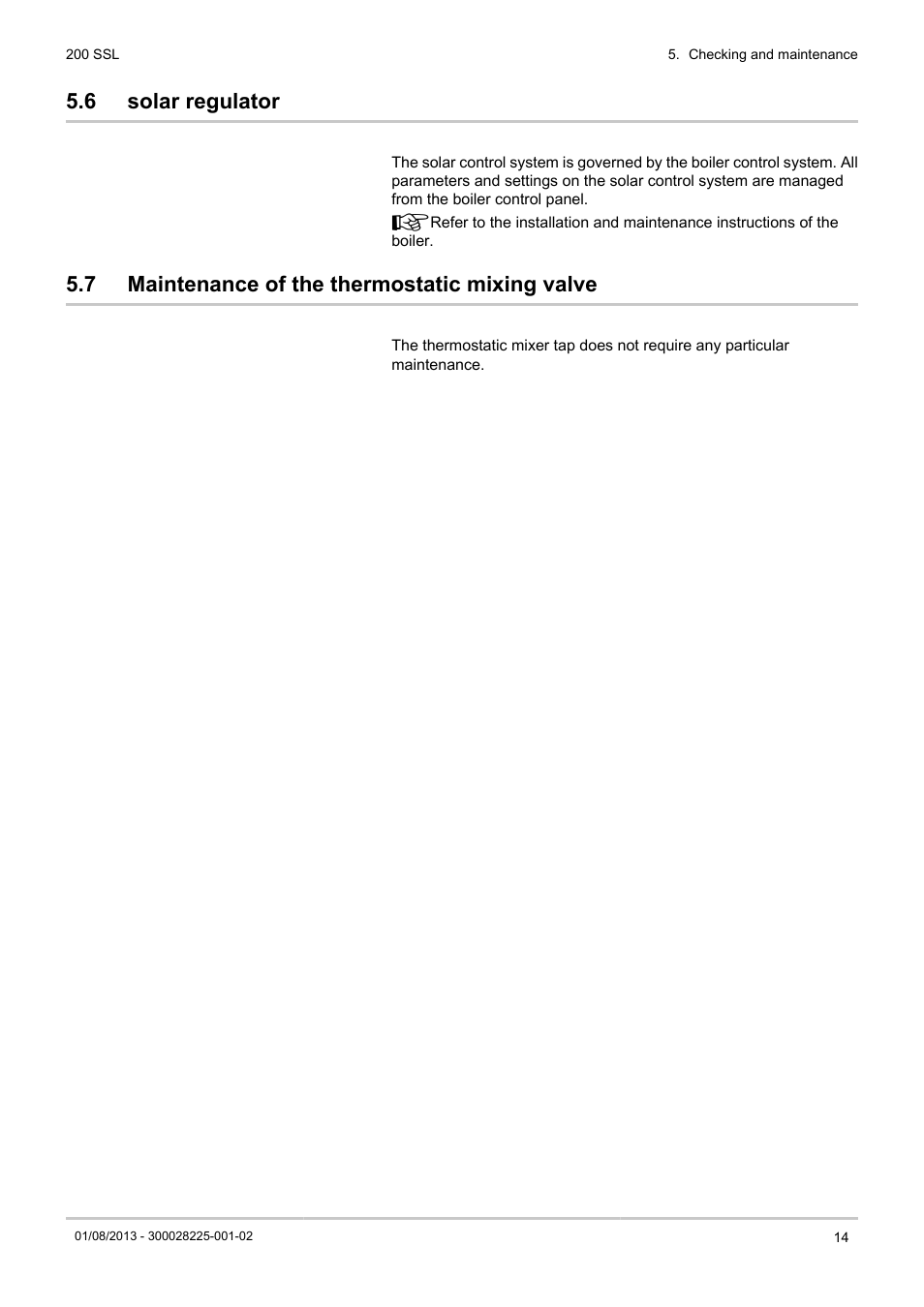 Solar regulator, Maintenance of the thermostatic mixing valve, 6 solar regulator | 7 maintenance of the thermostatic mixing valve | DE DIETRICH 200 SSL User Manual | Page 15 / 20
