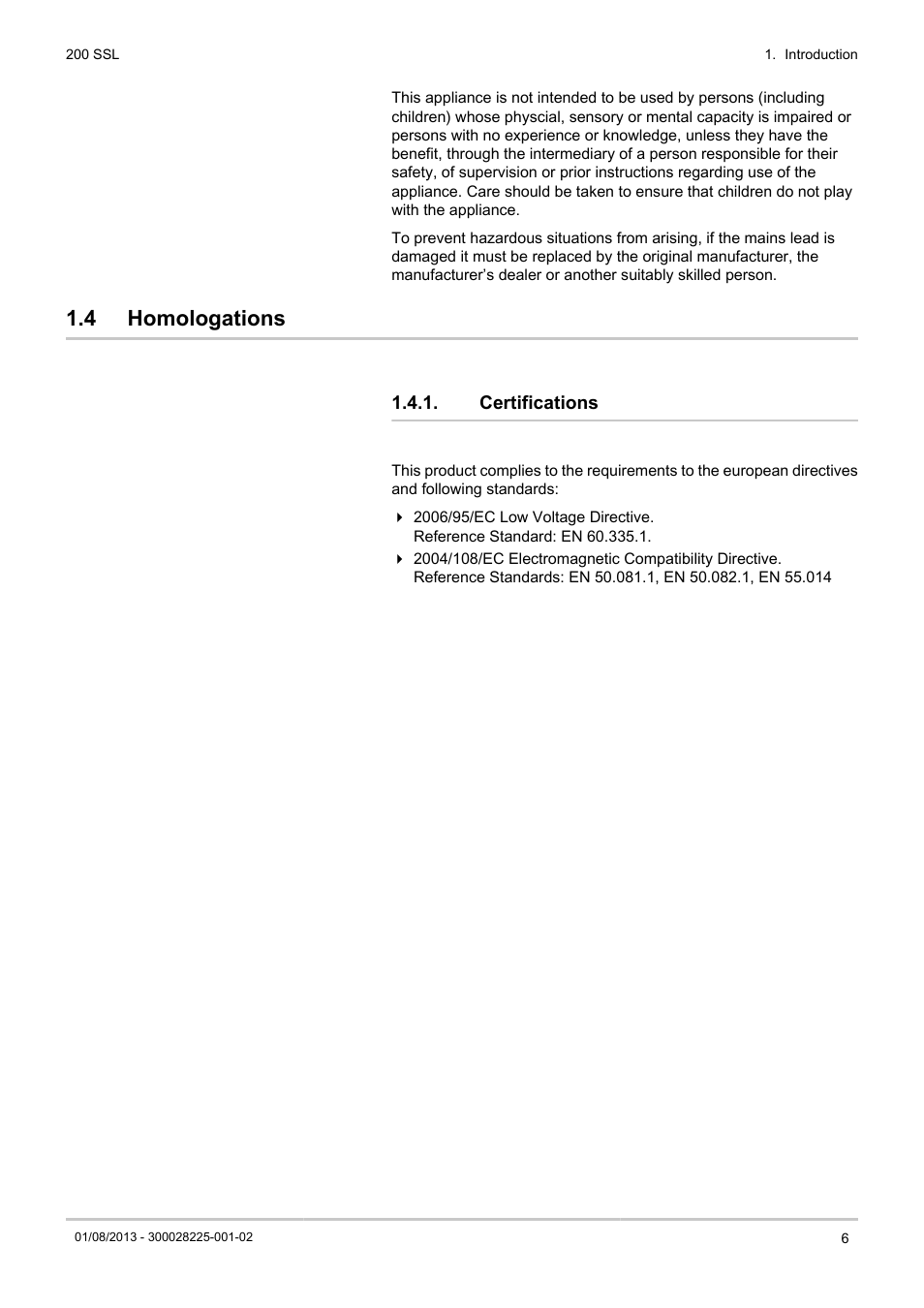 Homologations, Certifications, 4 homologations | DE DIETRICH 200 SSL User Manual | Page 7 / 20