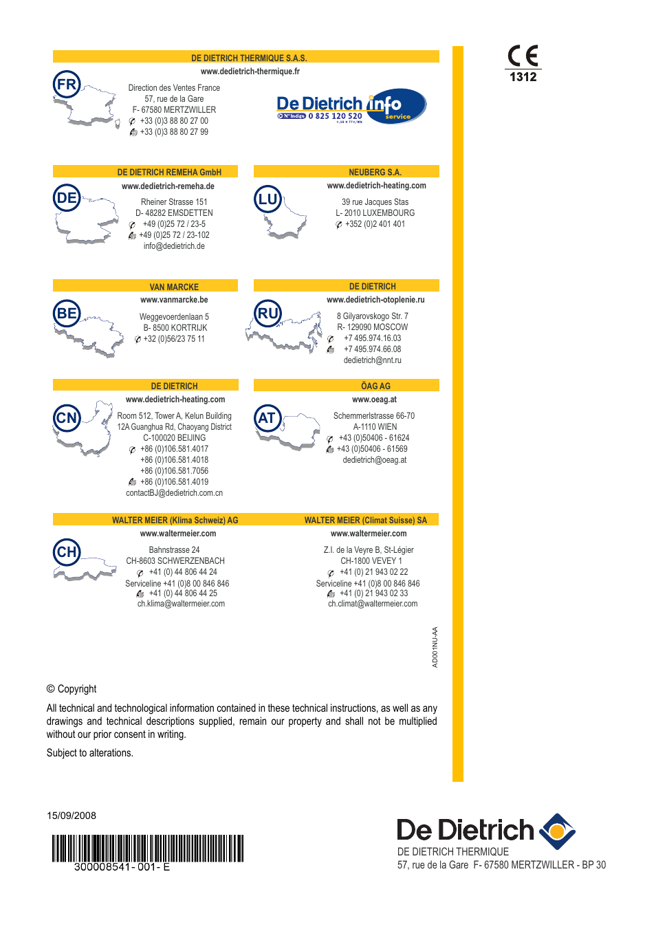 De be ch | DE DIETRICH CBB User Manual | Page 20 / 20