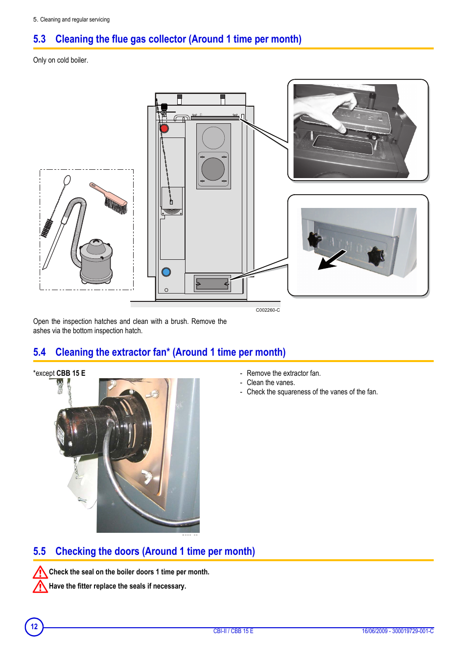 5 checking the doors (around 1 time per month) | DE DIETRICH CBI-II _ CBB 15 E User Manual | Page 12 / 16