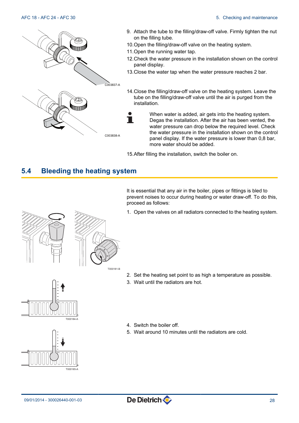 Bleeding the heating system, 4 bleeding the heating system | DE DIETRICH AFC 18 - AFC 24 - AFC 30 User Manual | Page 29 / 44