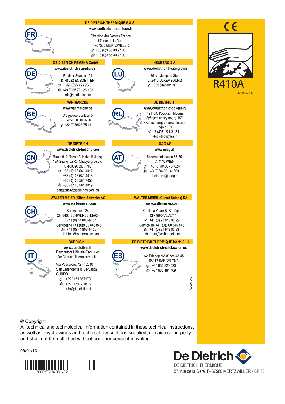 R410a | DE DIETRICH AWHP MIT-IN iSystem User Manual | Page 36 / 36