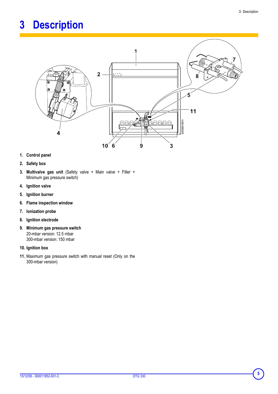 3 description, Description | DE DIETRICH DTG 330 User Manual | Page 5 / 16