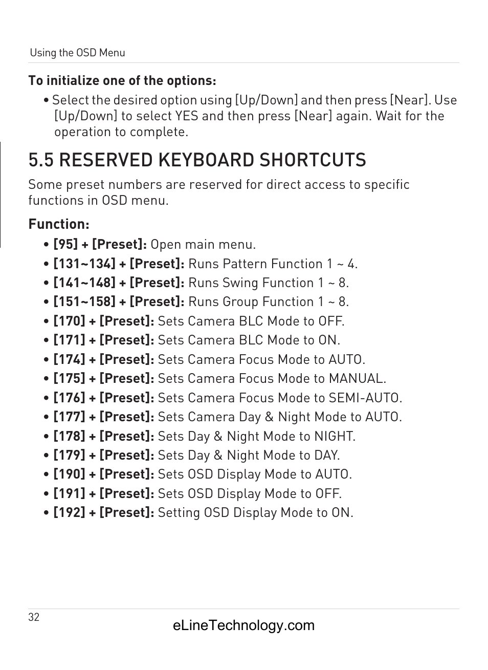 4 system initialize, 5 reserved keyboard shortcuts, En gl is h | eLine Technology ANPTZ-70-10DN User Manual | Page 37 / 42