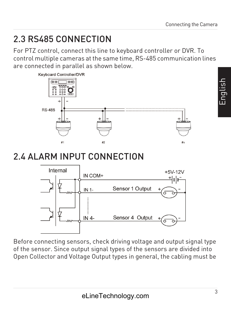 3 rs485 connection, 4 alarm input connection, En gl is h | eLine Technology ANPTZ-70-10DN User Manual | Page 8 / 42