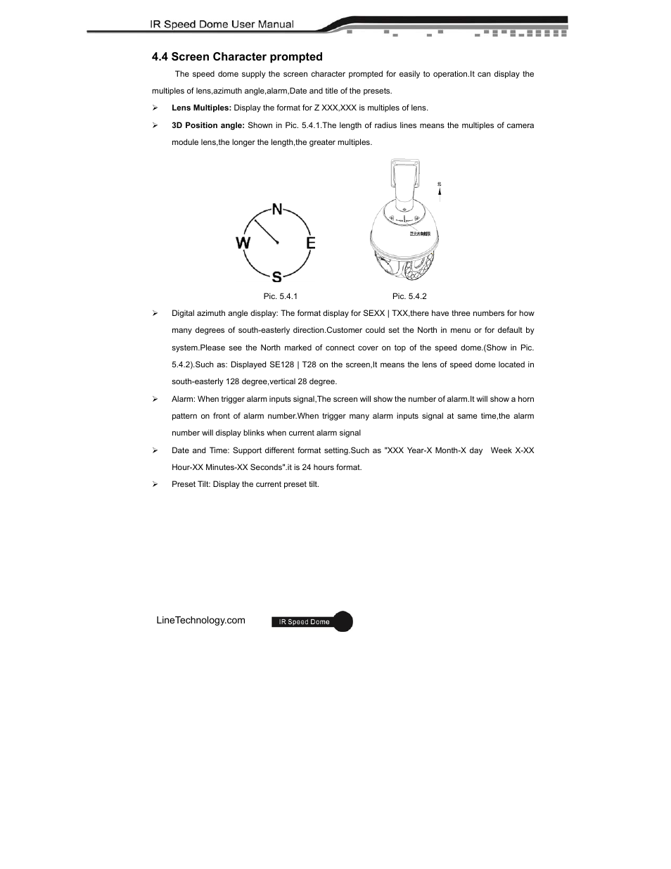 4 screen character prompted | eLine Technology ANPTZ-56-37R User Manual | Page 21 / 46