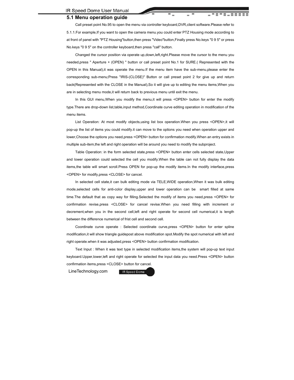 1 menu operation guide | eLine Technology ANPTZ-56-37R User Manual | Page 23 / 46