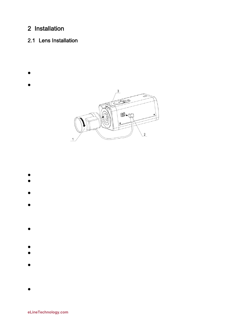 2 installation, 1 lens installation | eLine Technology DFB Quick Start User Manual | Page 12 / 26