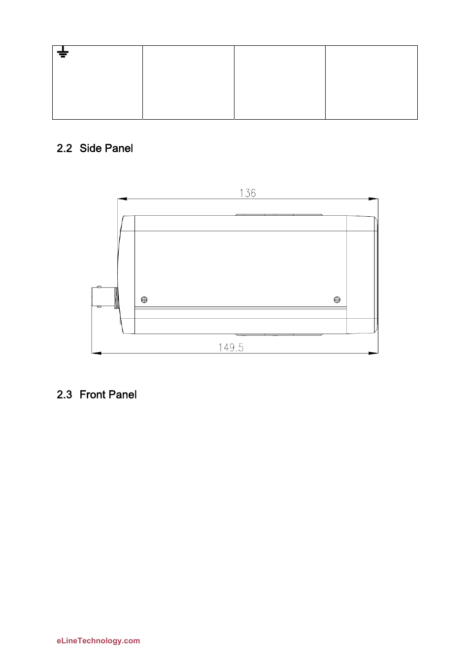 2 side panel, 3 front panel | eLine Technology DFB User Manual User Manual | Page 23 / 41