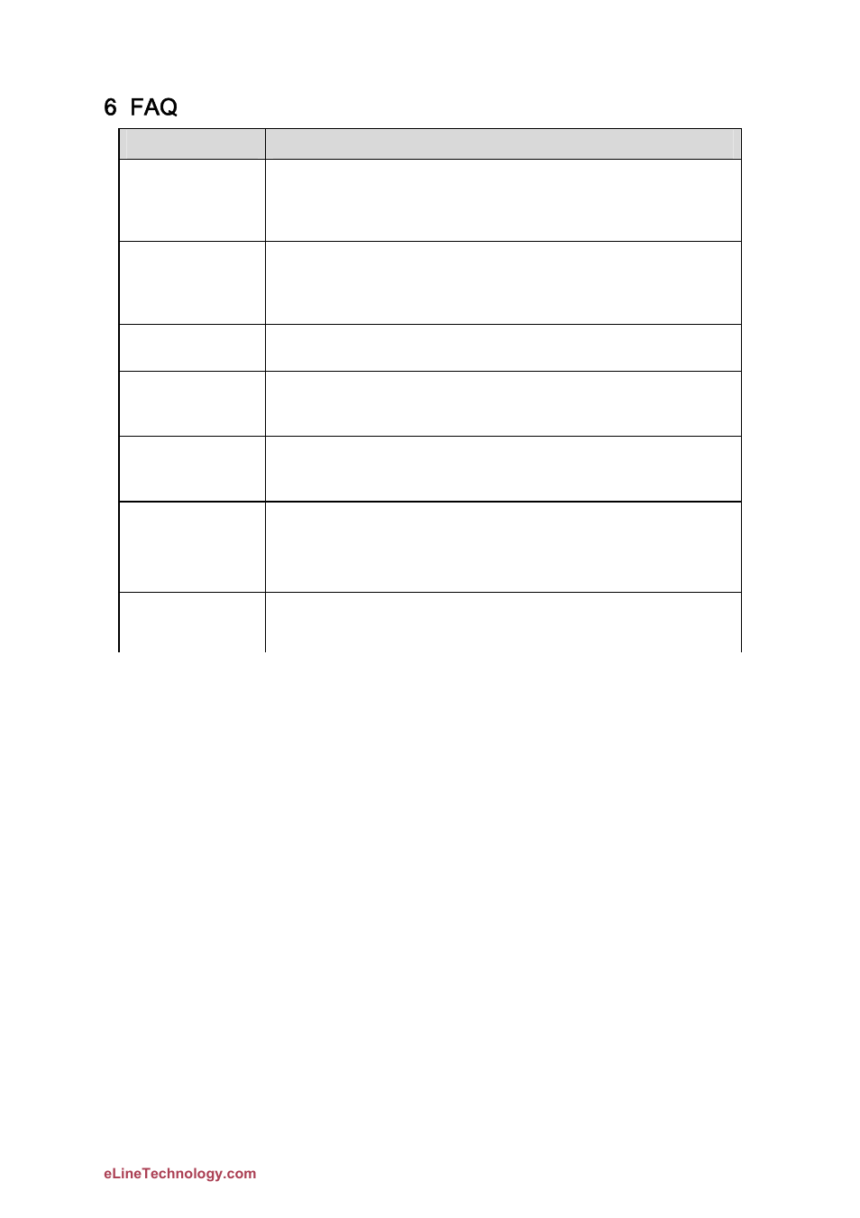 6 faq | eLine Technology DFB User Manual User Manual | Page 40 / 41