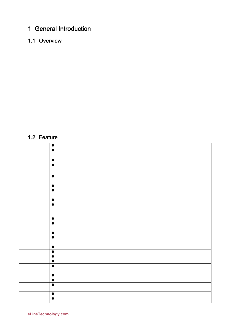 1 general introduction, 1 overview, 2 feature | eLine Technology DFB User Manual User Manual | Page 7 / 41
