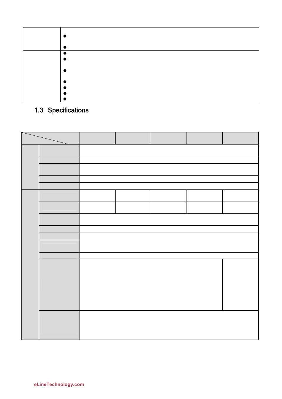 3 specifications | eLine Technology DFB User Manual User Manual | Page 8 / 41