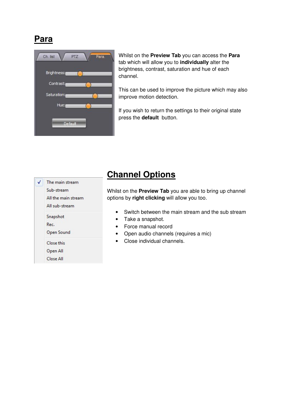 Para, Channel options | eLine Technology ECO3 IE-Instruction User Manual | Page 6 / 6