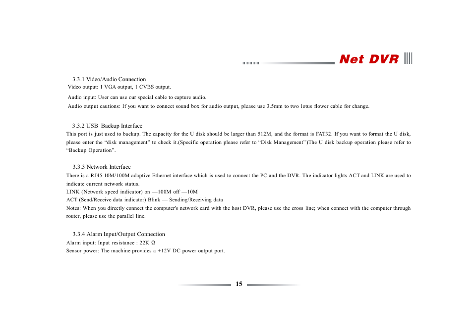 Net dvr | eLine Technology ECO3 User Manual User Manual | Page 15 / 76
