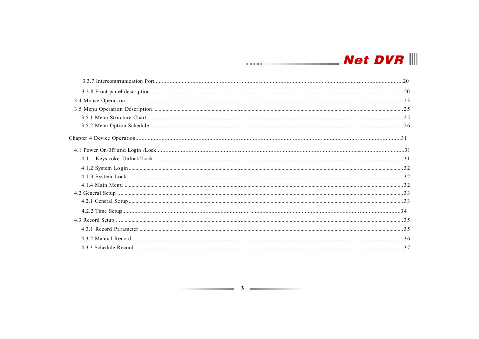 Net dvr | eLine Technology ECO3 User Manual User Manual | Page 3 / 76