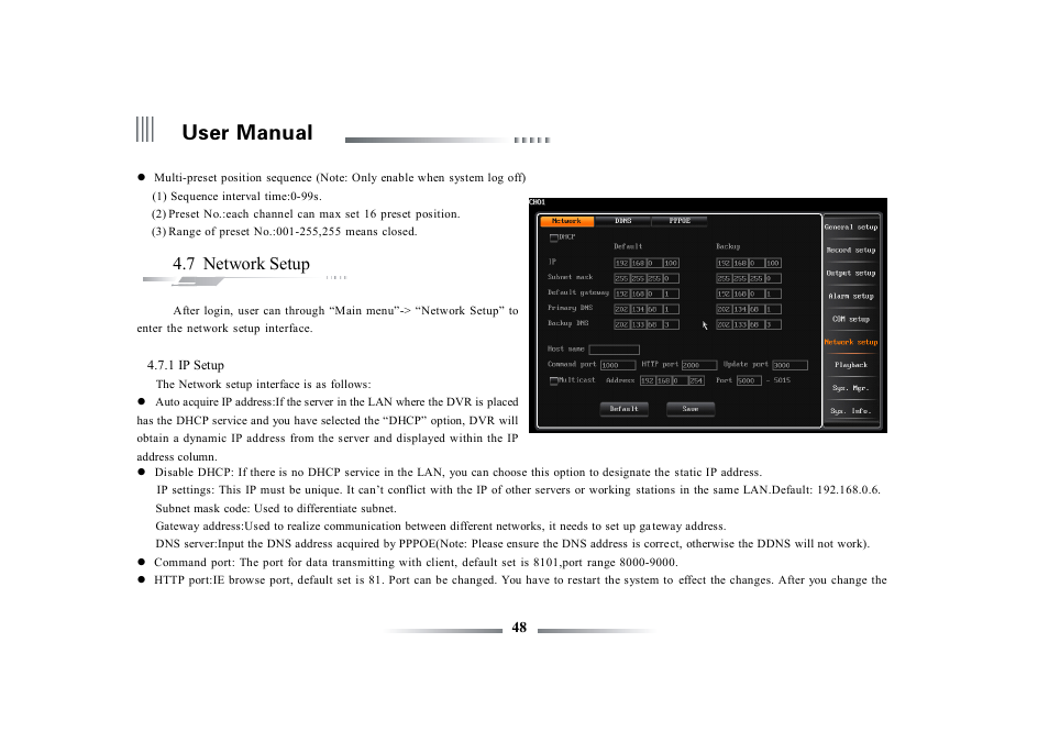 User manual, 7 network setup | eLine Technology ECO3 User Manual User Manual | Page 48 / 76