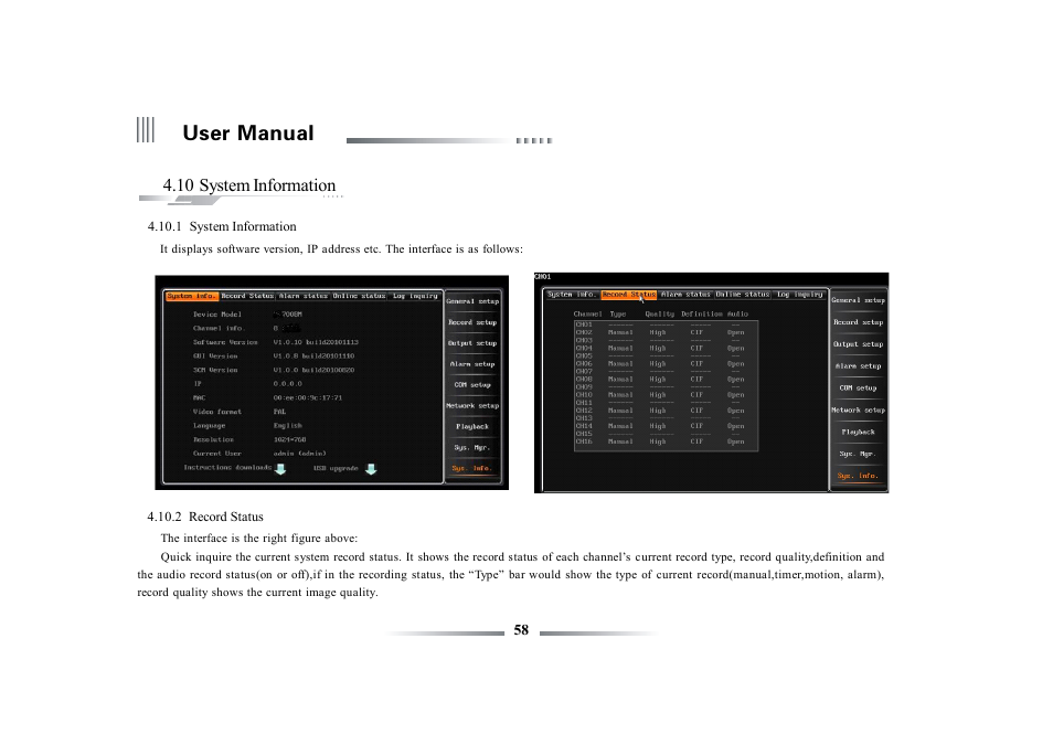 User manual, 10 system information | eLine Technology ECO3 User Manual User Manual | Page 58 / 76