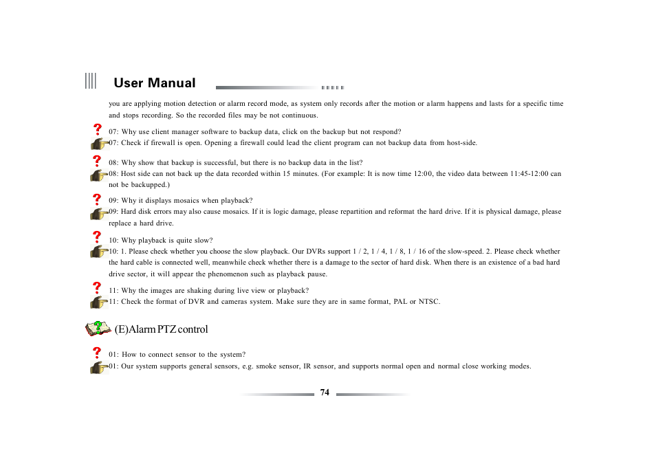 User manual, E)alarm ptz control | eLine Technology ECO3 User Manual User Manual | Page 74 / 76