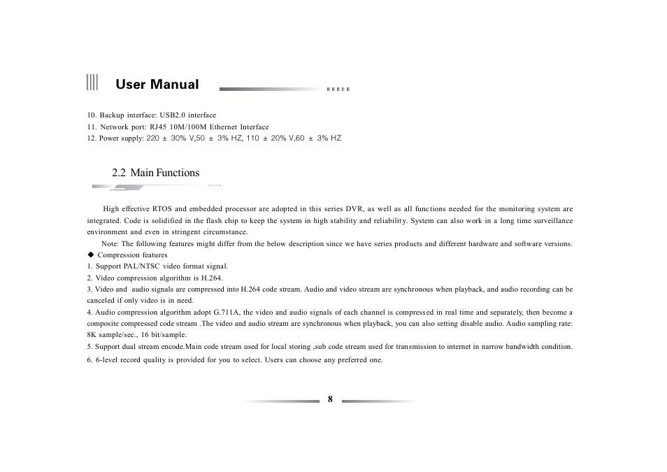 User manual, 2 main functions | eLine Technology ECO3 User Manual User Manual | Page 8 / 76