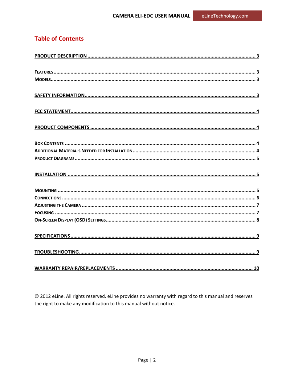 eLine Technology EDC User Manual User Manual | Page 2 / 10