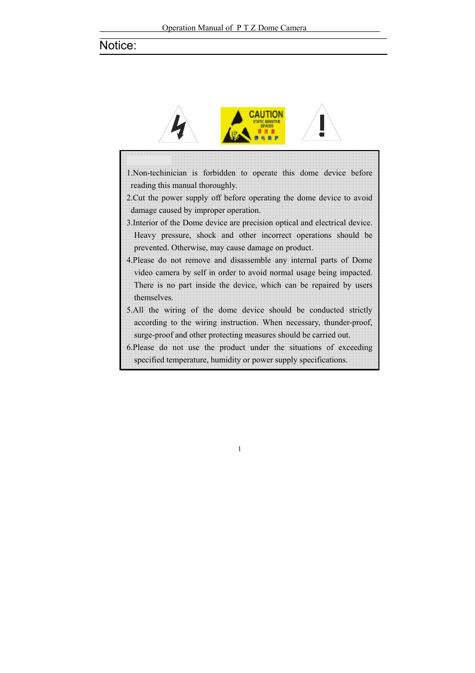 Notice | eLine Technology EPTZ-27IR User Manual User Manual | Page 2 / 28