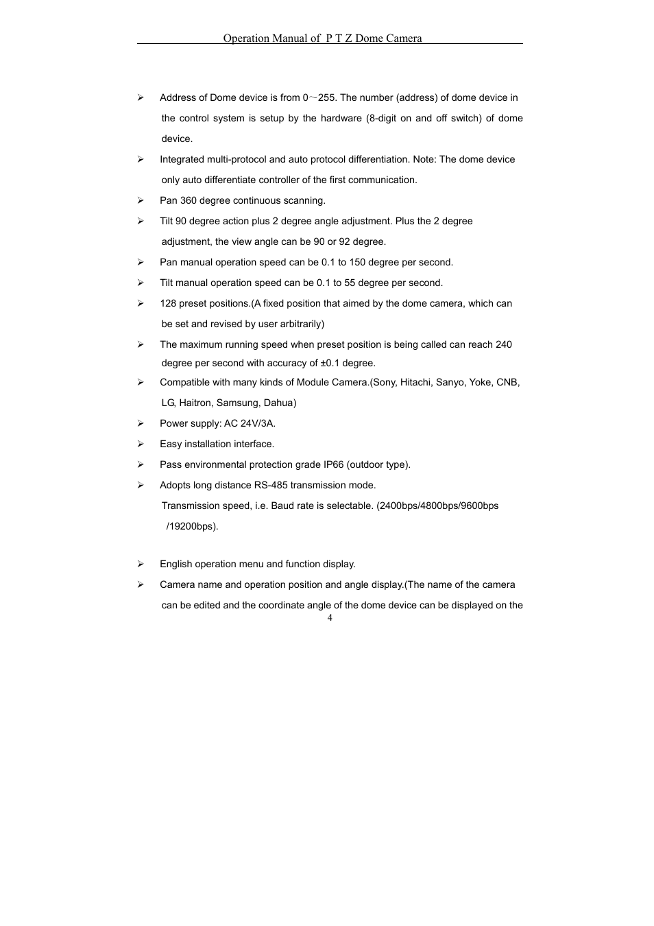 Chapter 1 product overview | eLine Technology EPTZ-27IR User Manual User Manual | Page 5 / 28