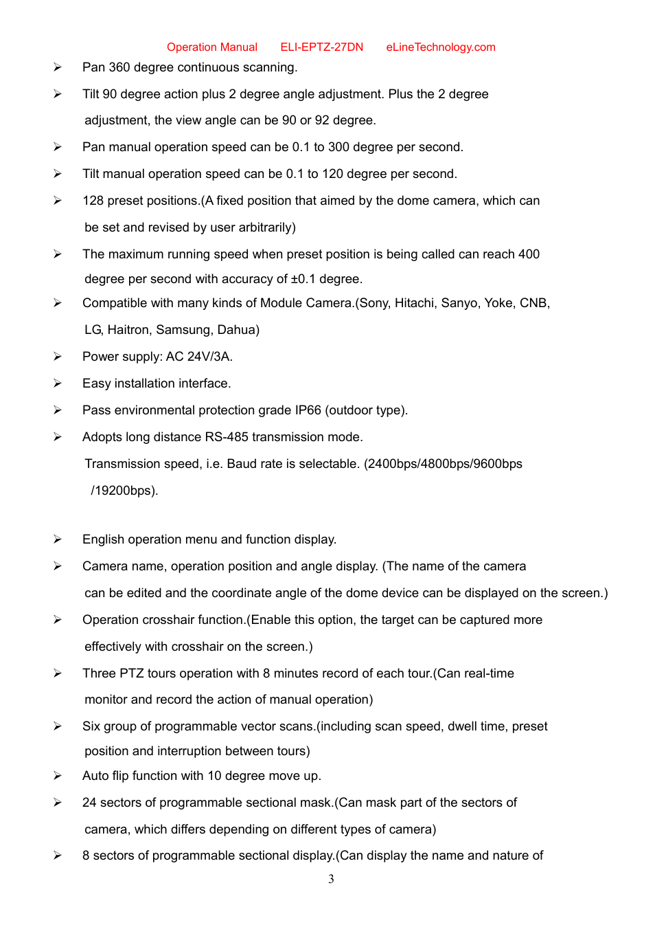 eLine Technology EPTZ-27DN User Manual User Manual | Page 4 / 26