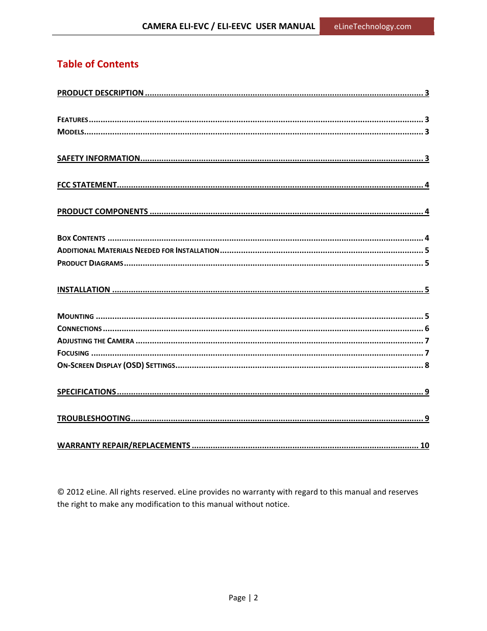 eLine Technology EVC User Manual User Manual | Page 2 / 10