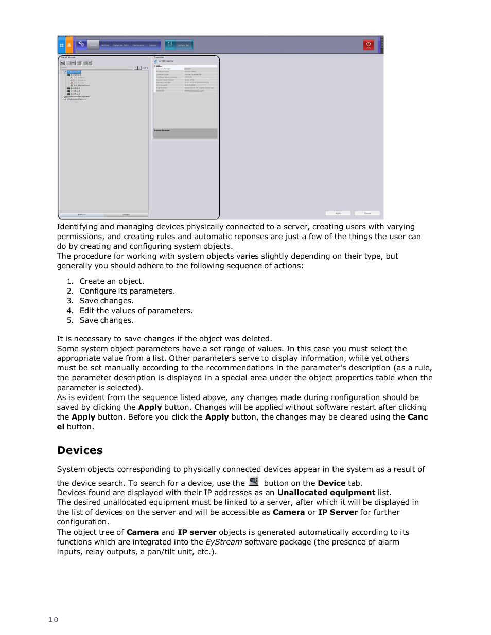 Devices | eLine Technology EYS-VMS eyStream Quick Start User Manual | Page 10 / 16