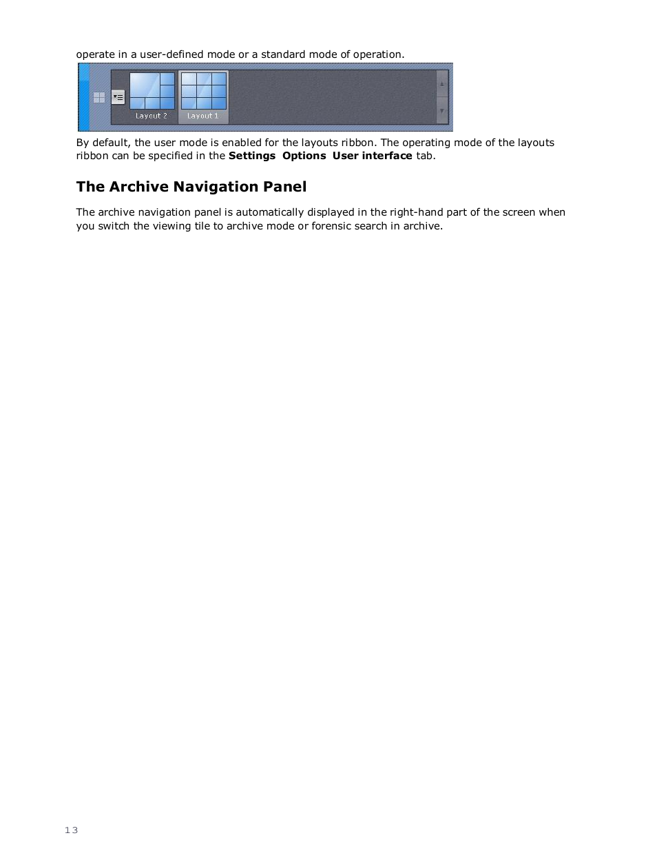 The archive navigation panel | eLine Technology EYS-VMS eyStream Quick Start User Manual | Page 13 / 16