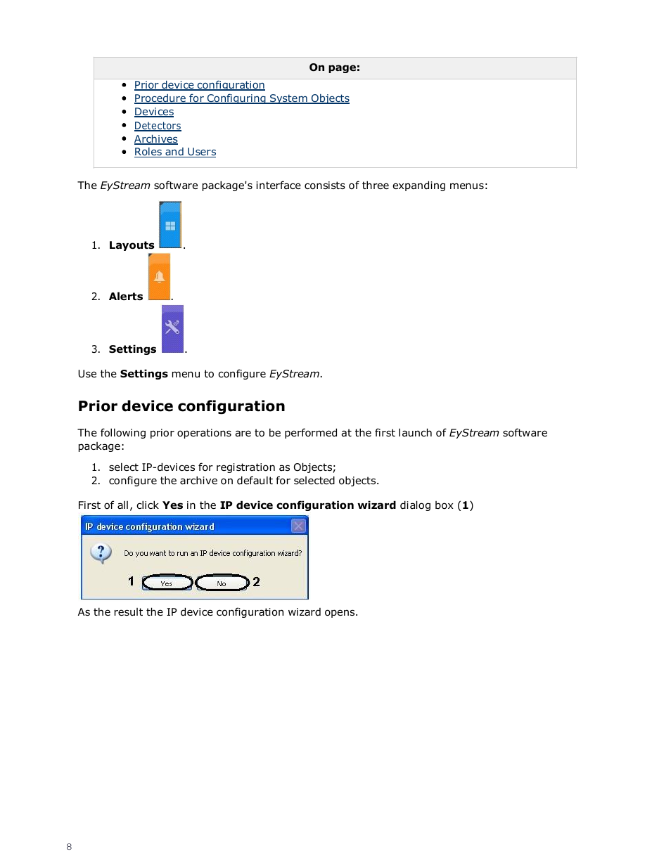 Prior device configuration | eLine Technology EYS-VMS eyStream Quick Start User Manual | Page 8 / 16