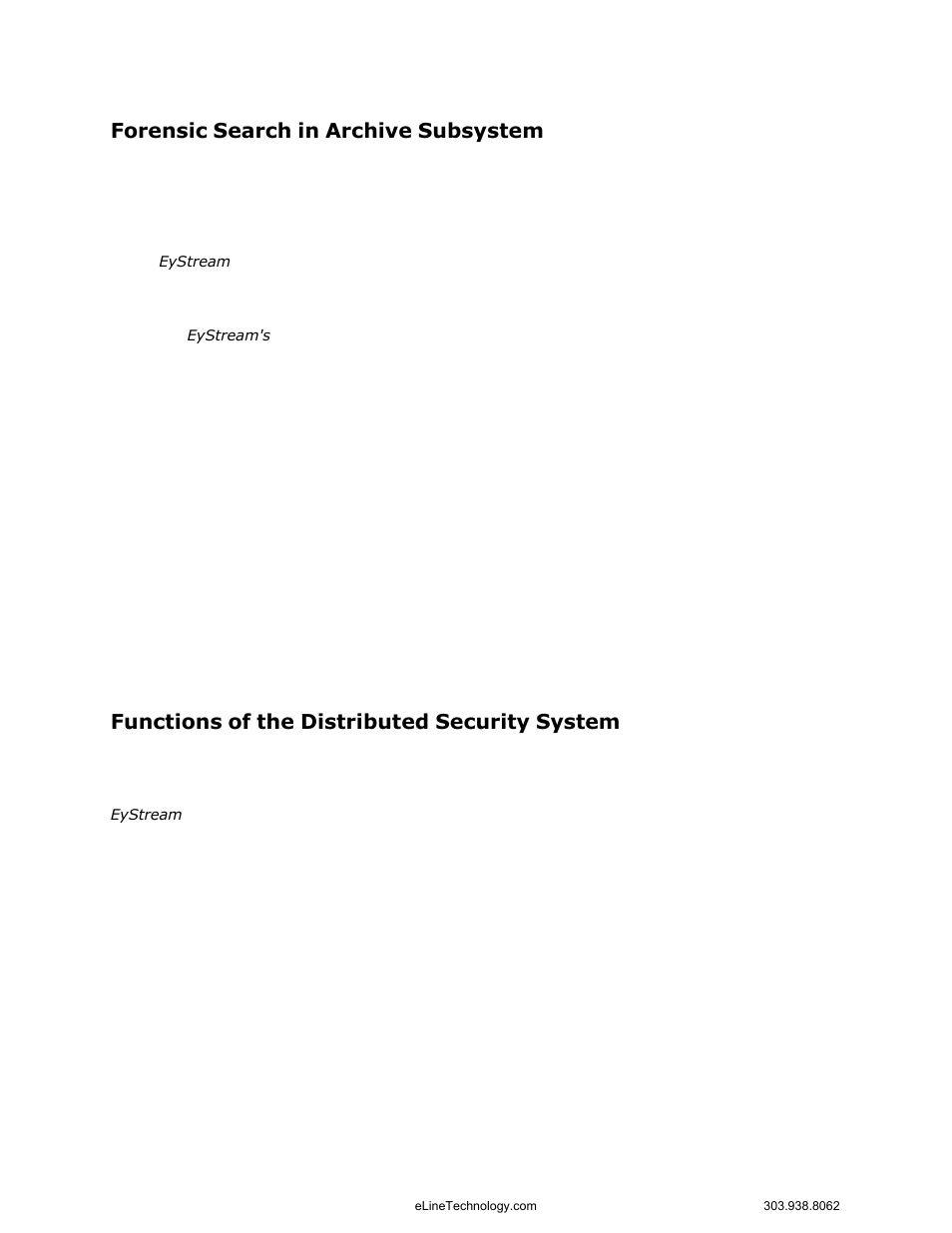 Forensic search in archive subsystem, Functions of the distributed security system | eLine Technology EYS-VMS eyStream User Manual Part1 User Manual | Page 15 / 100