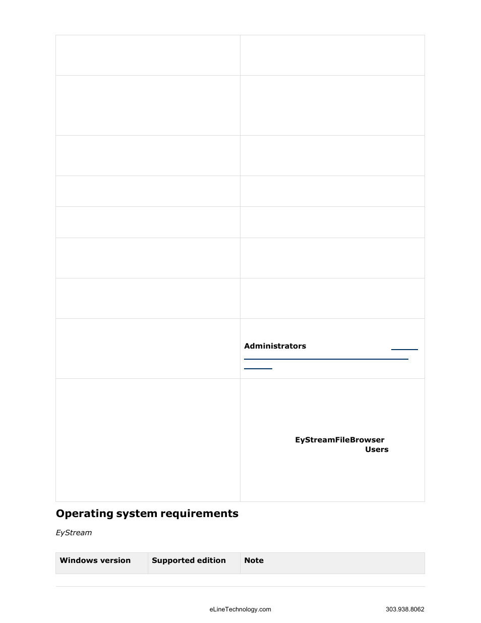 Operating system requirements | eLine Technology EYS-VMS eyStream User Manual Part1 User Manual | Page 19 / 100