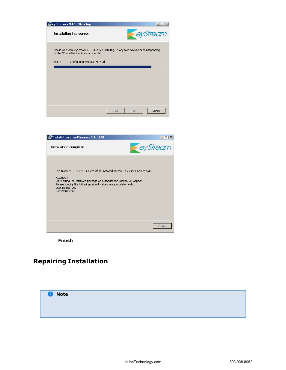 Repairing installation | eLine Technology EYS-VMS eyStream User Manual Part1 User Manual | Page 34 / 100