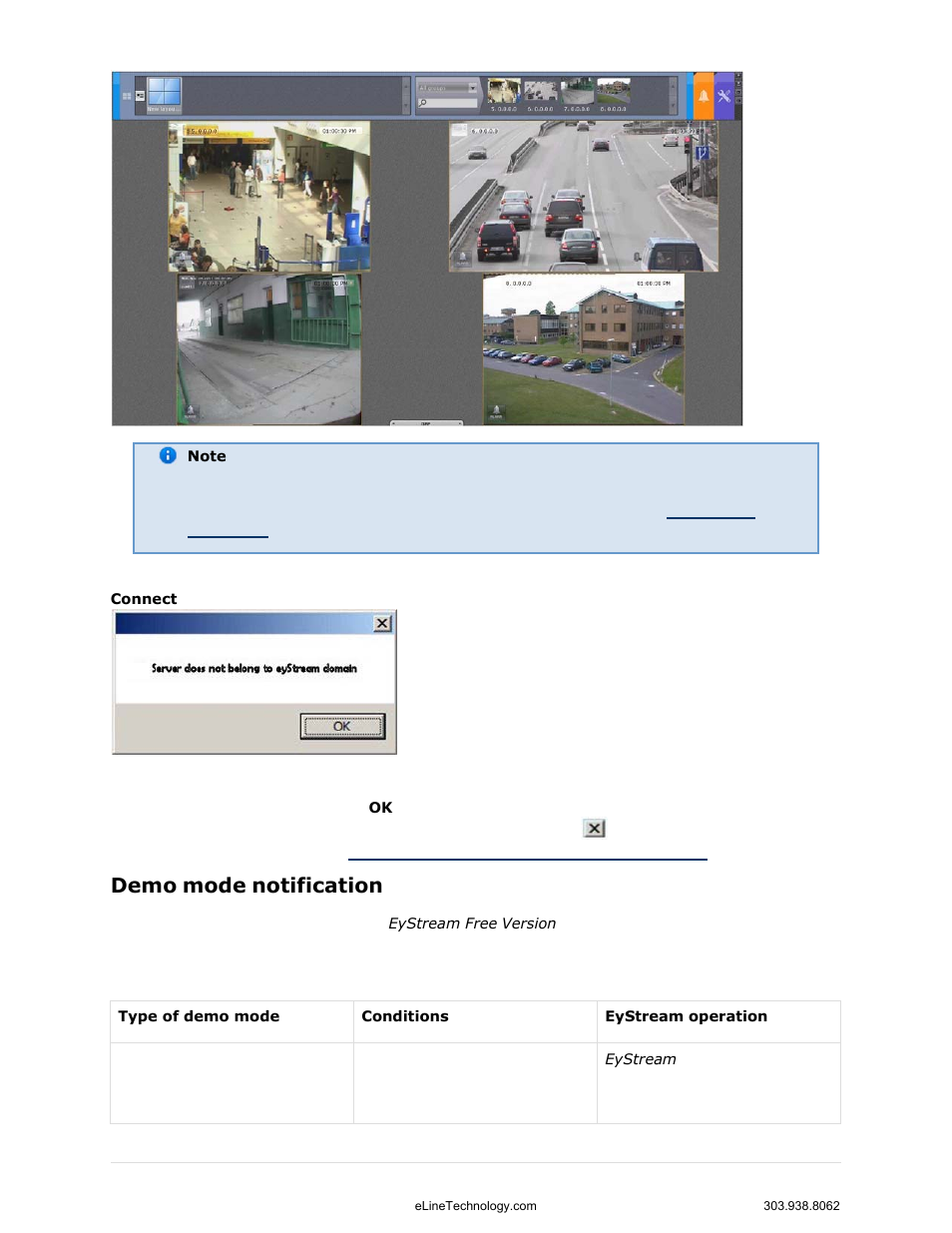 Demo mode notification | eLine Technology EYS-VMS eyStream User Manual Part1 User Manual | Page 43 / 100