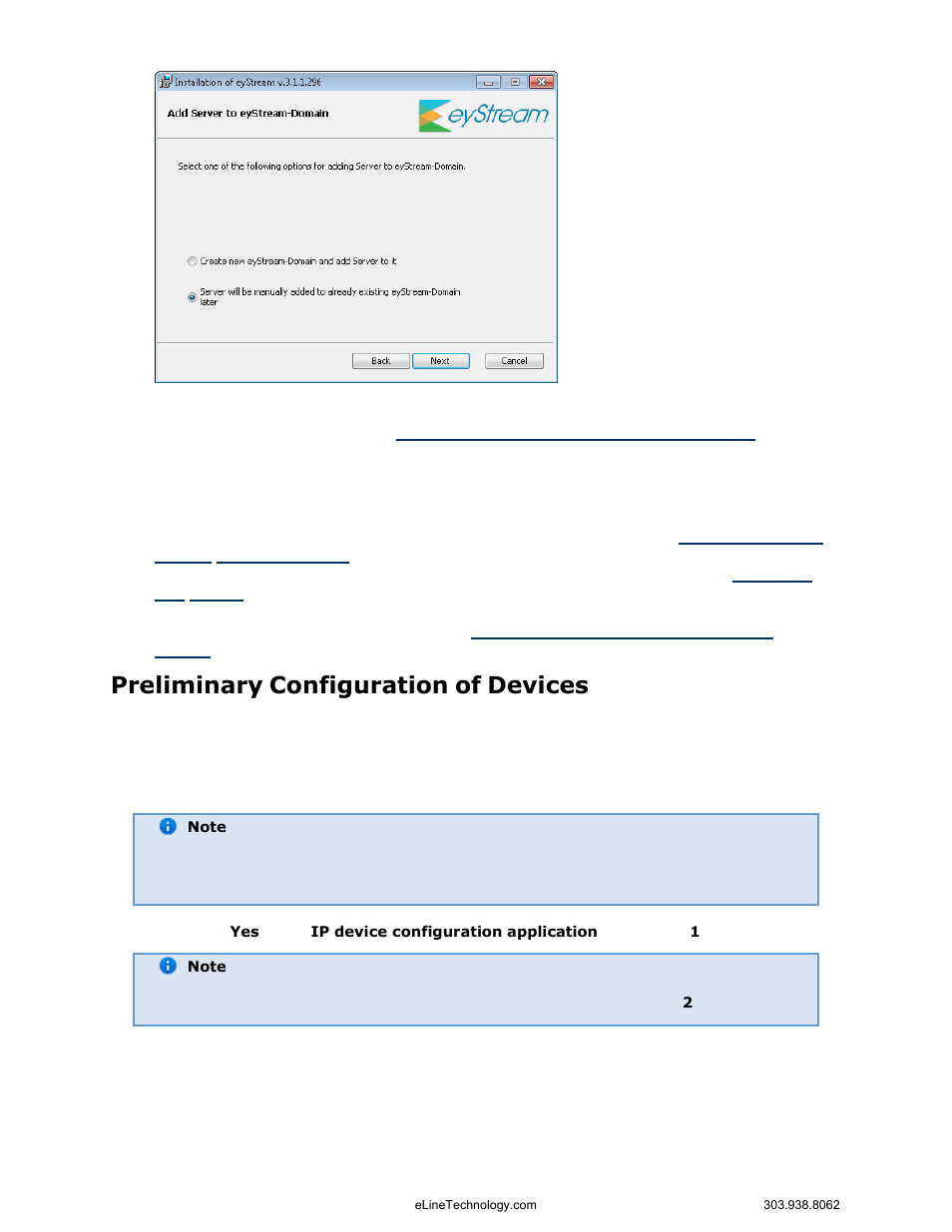 Preliminary configuration of devices | eLine Technology EYS-VMS eyStream User Manual Part1 User Manual | Page 57 / 100
