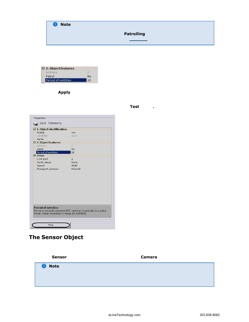 The sensor object | eLine Technology EYS-VMS eyStream User Manual Part1 User Manual | Page 76 / 100